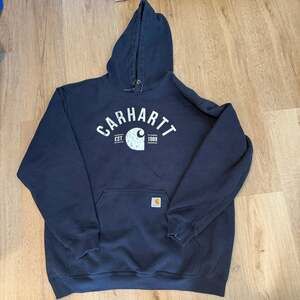 Carhartt Navy Blue Graphic Logo Original Fit Hoodie Size XL